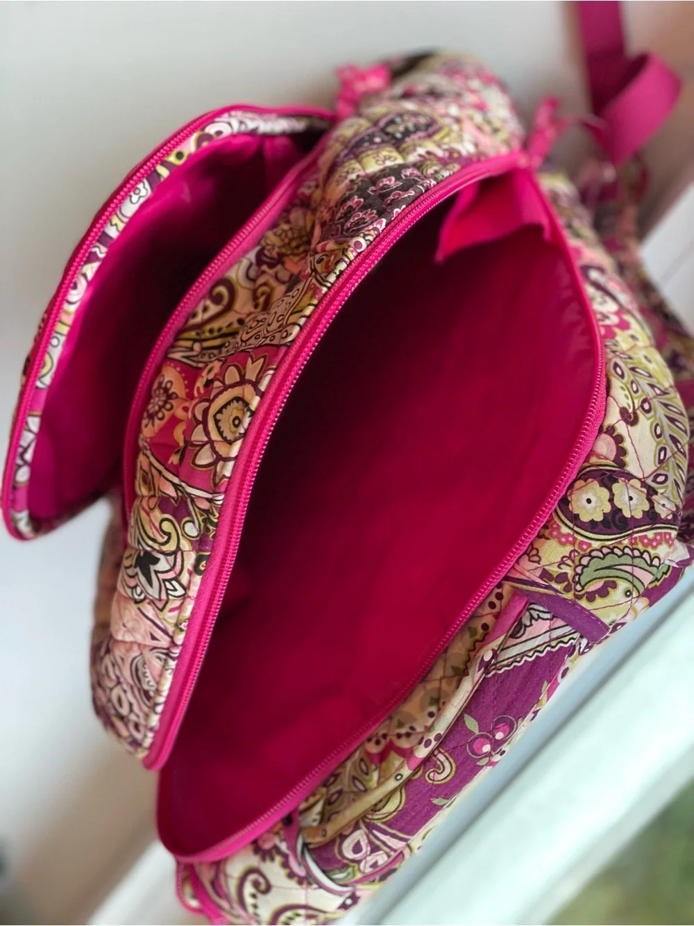 Vera Bradley Fuchsia Paisley Quilted Backpack